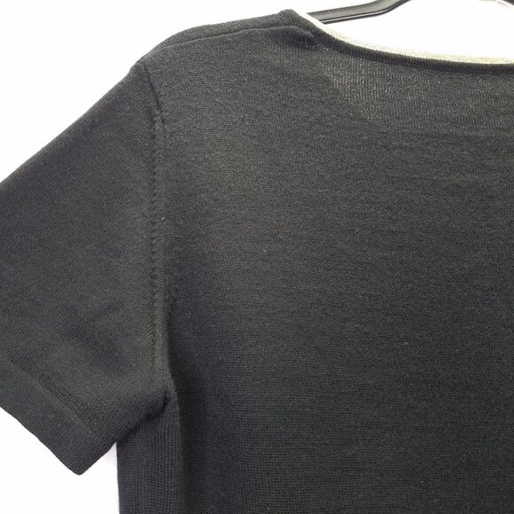 Le Troupe Tricot Maglia Top Womens Small Merino Wool Black Gold Italian Knitwear - Picture 6 of 13